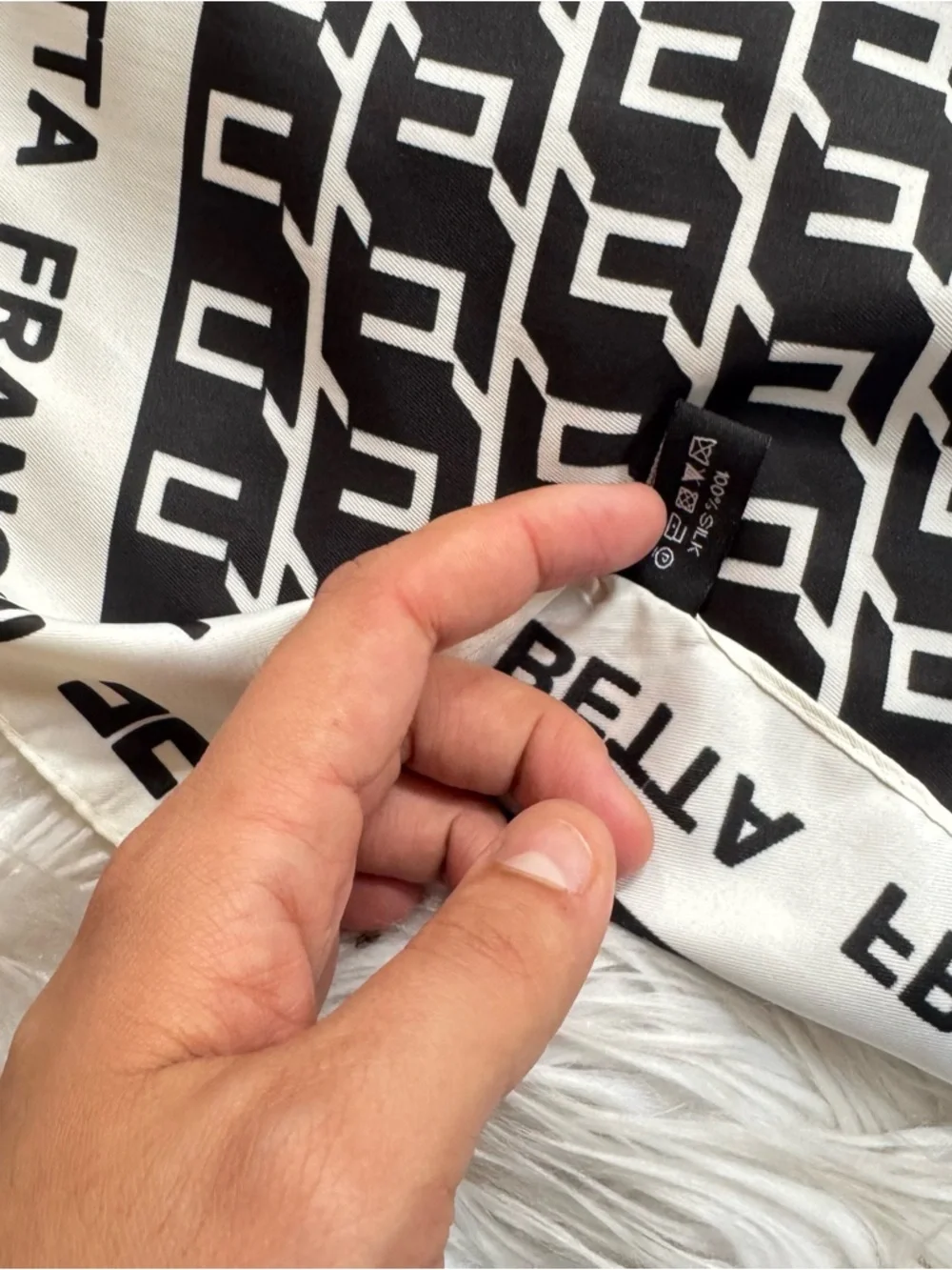 Elisabetta Franchi square print black white scarf 35x35 in ‼️LAST ONE LEFT